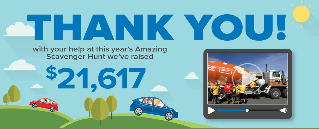 Thank you with your help at this year's Amazing Scavenger Hunt we'v raised $21,617